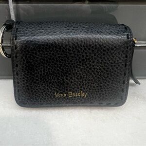 Vera Bradly Black Leather Zip Around Wallet